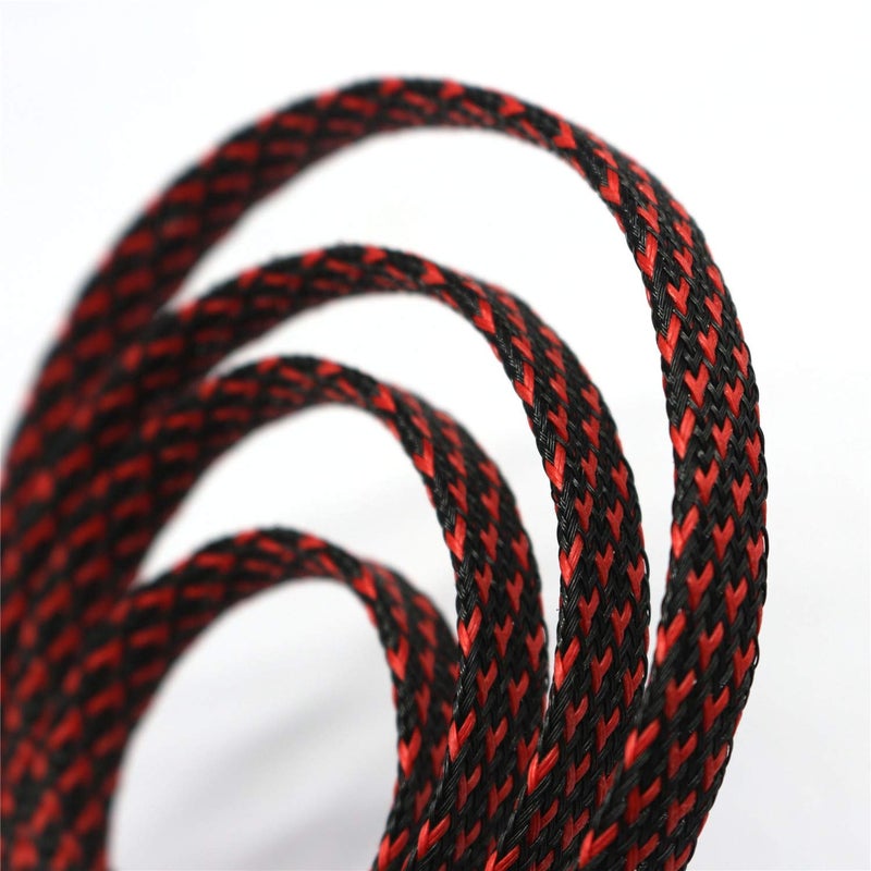 CBAZY 30ft PET Expandable Sleeving Wire Cable Sleeve (1/3", Red&Black) - Image 3